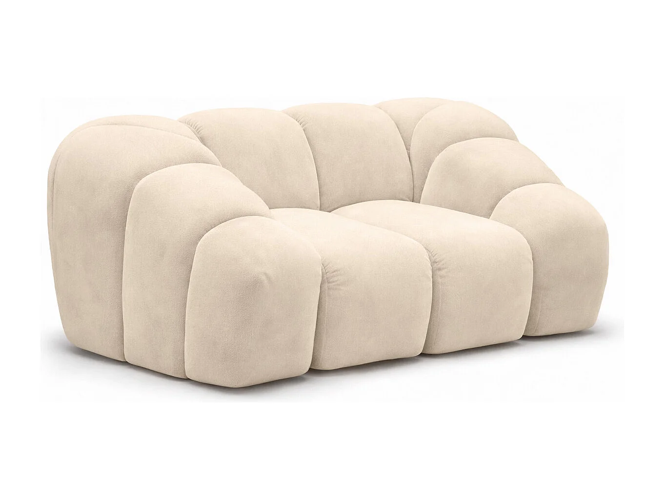 Fauteuil modulaire, tissu velours Bluvel, crème, CROISSANT