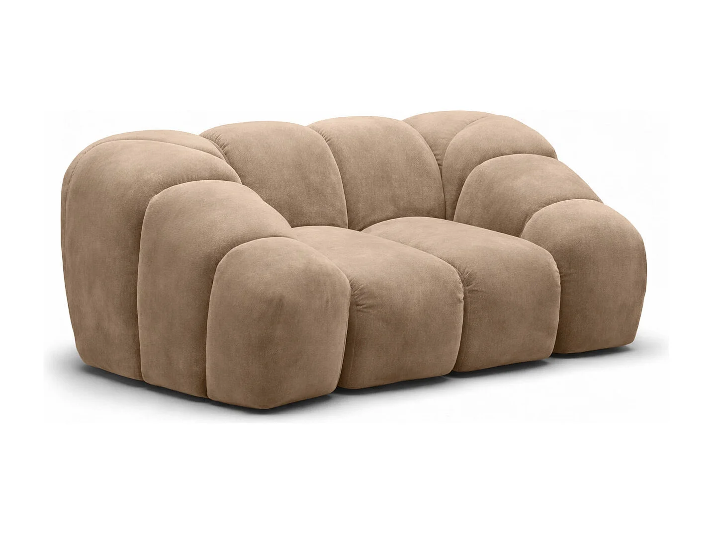 Fauteuil modulaire, tissu velours Bluvel, latte, CROISSANT