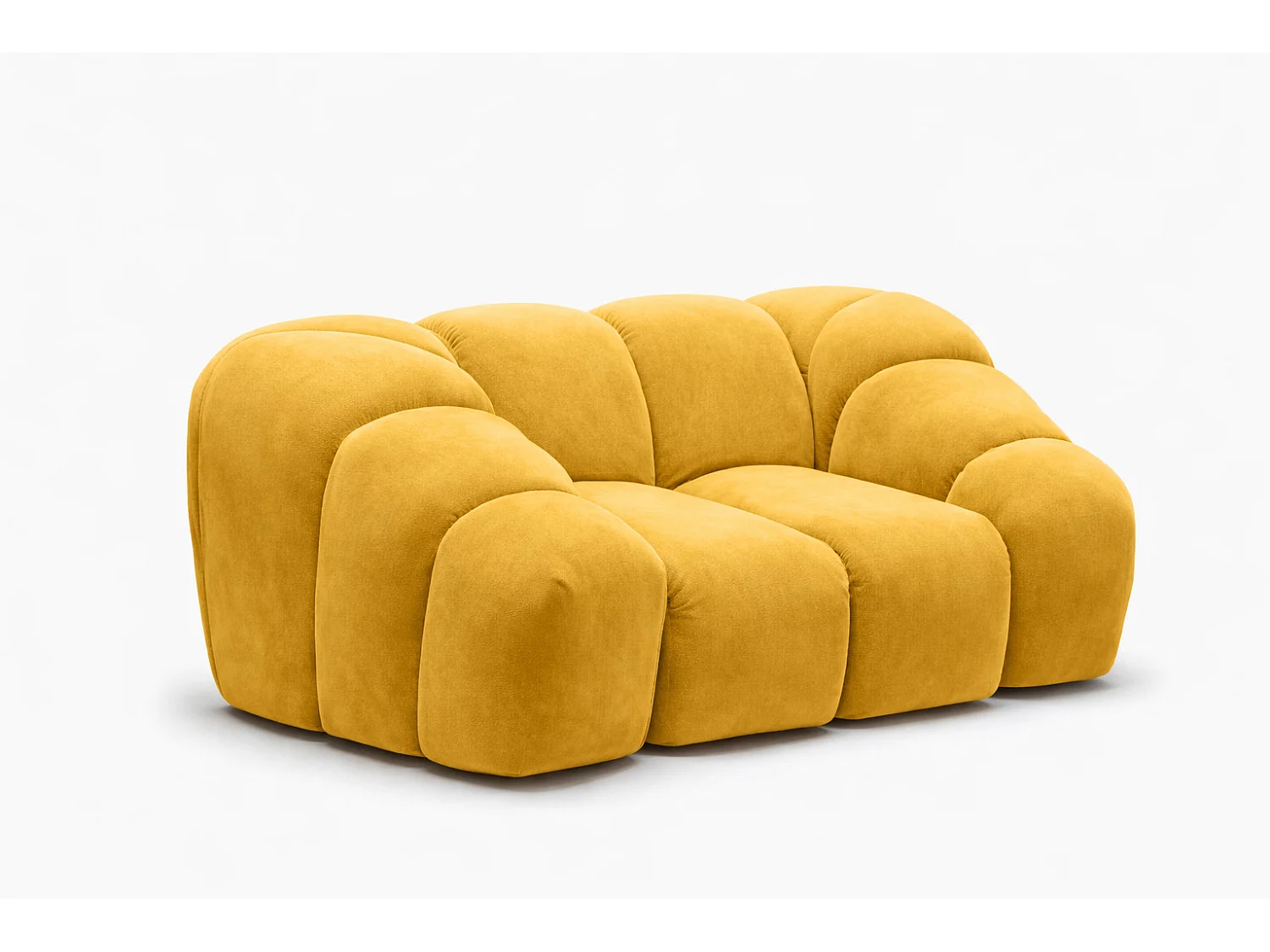 Fauteuil modulaire, tissu velours Bluvel, doré, CROISSANT