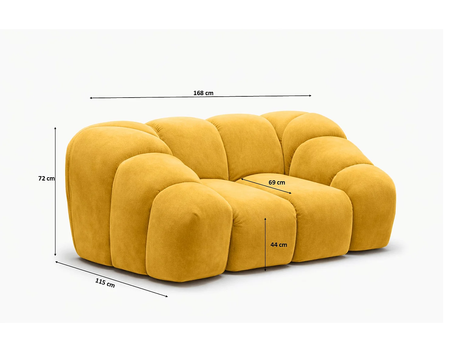 Fauteuil modulaire, tissu velours Bluvel, doré, CROISSANT