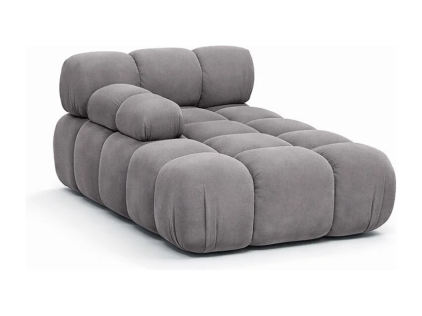 Méridienne modulaire, velours Salvador, Gris, Gauche, Selia