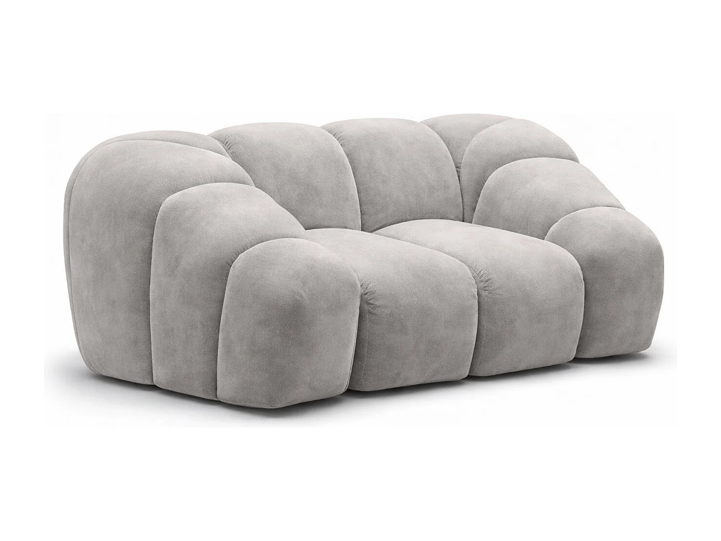 Fauteuil modulaire, tissu velours Bluvel, gris, CROISSANT