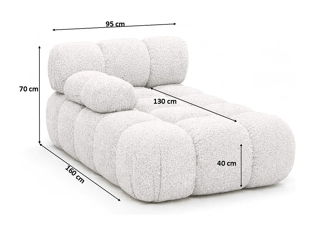 Méridienne modulaire, tissu bouclé Abriamo, Écru, Gauche, Selia