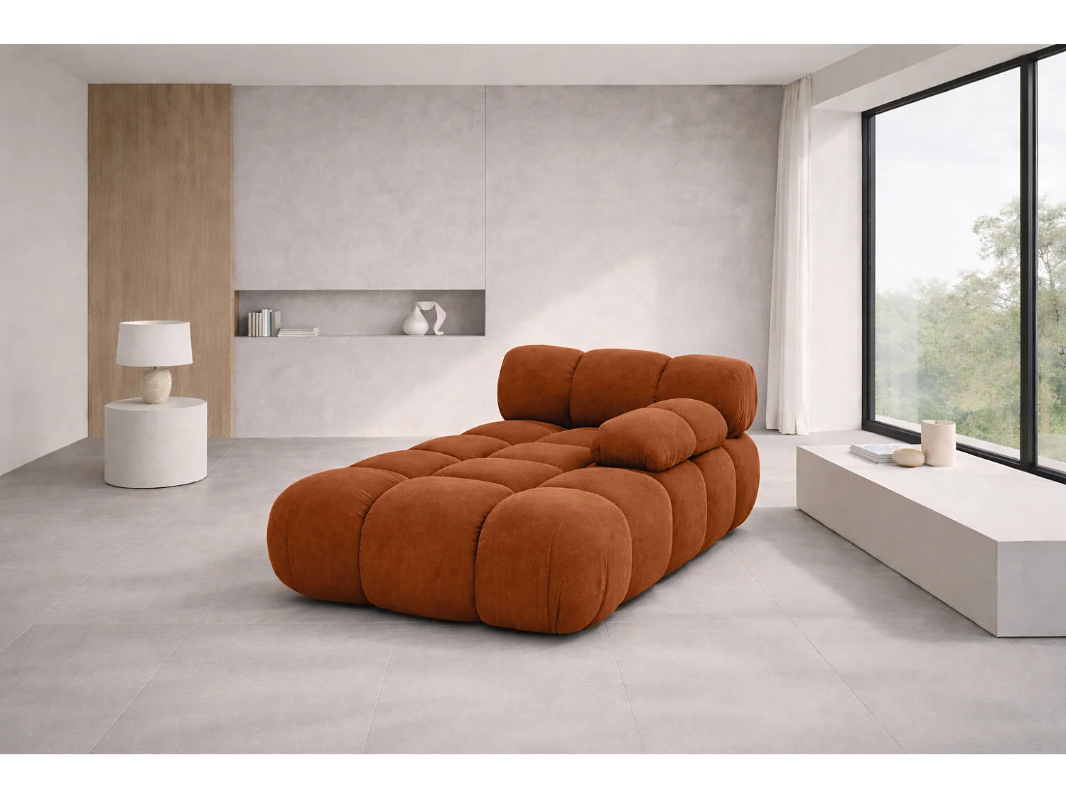 Méridienne modulaire, velours Salvador, Marron, Droite, Selia