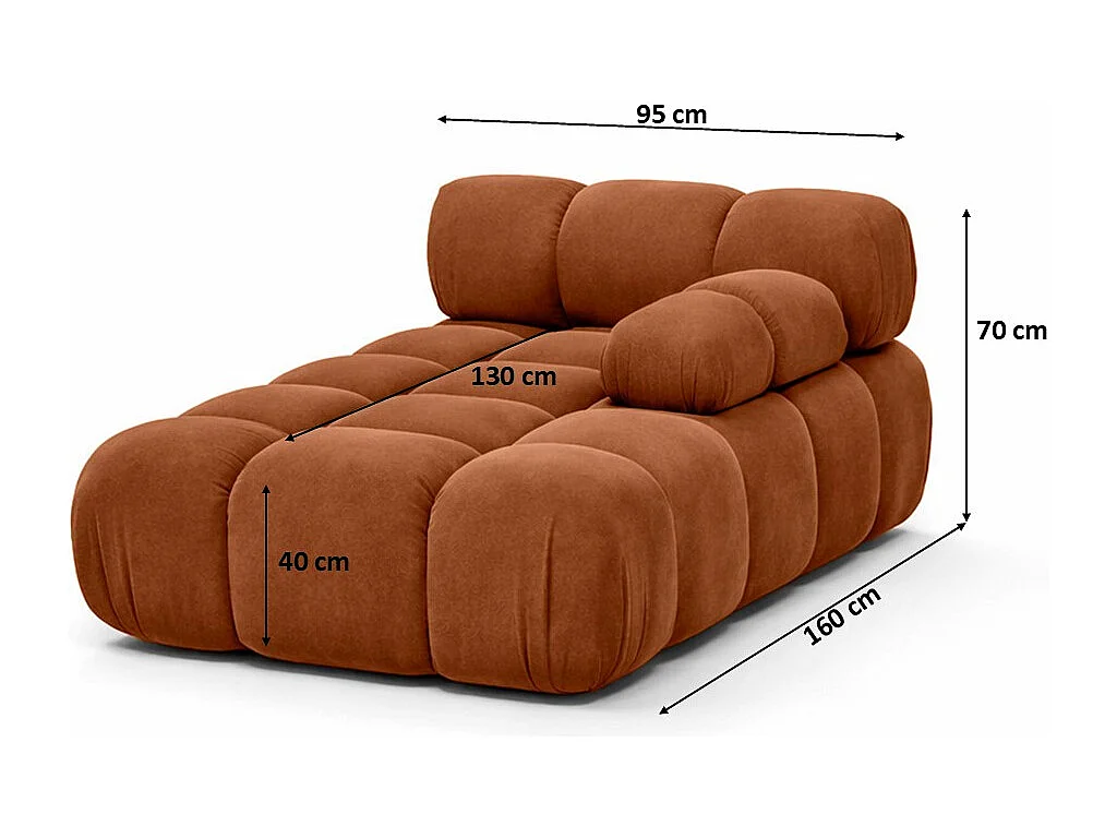 Méridienne modulaire, velours Salvador, Marron, Droite, Selia