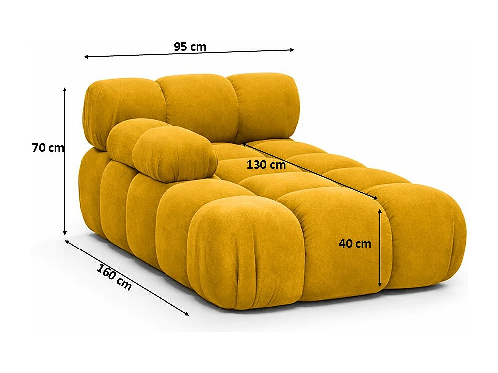 Méridienne modulaire, velours Salvador, Jaune, Gauche, Selia