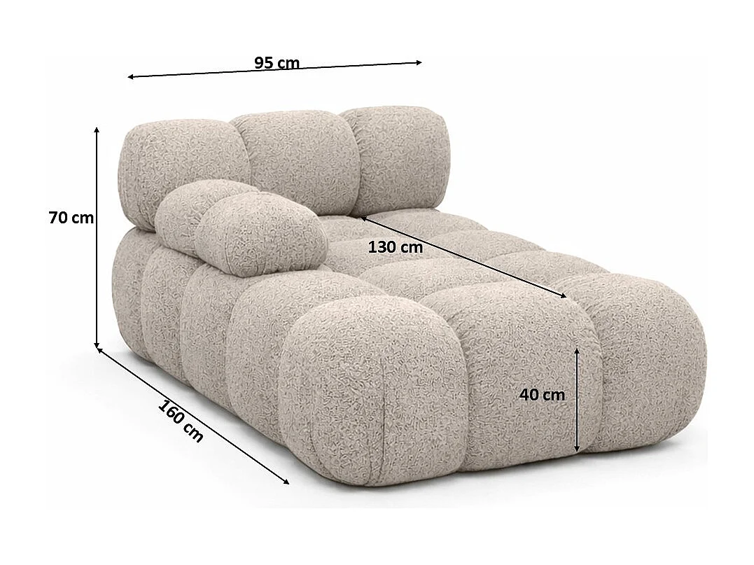 Méridienne modulaire, tissu bouclé Abriamo, Beige, Gauche, Selia