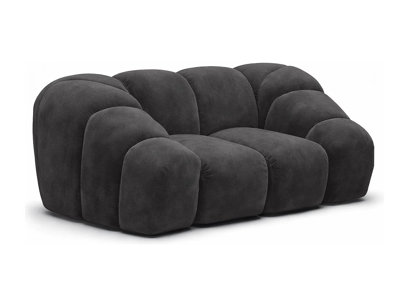 Fauteuil modulaire, tissu velours Bluvel, noir, CROISSANT