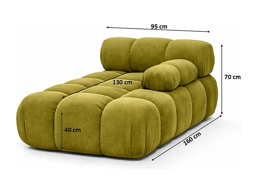 Méridienne modulaire, velours Salvador, Olive, Droite, Selia