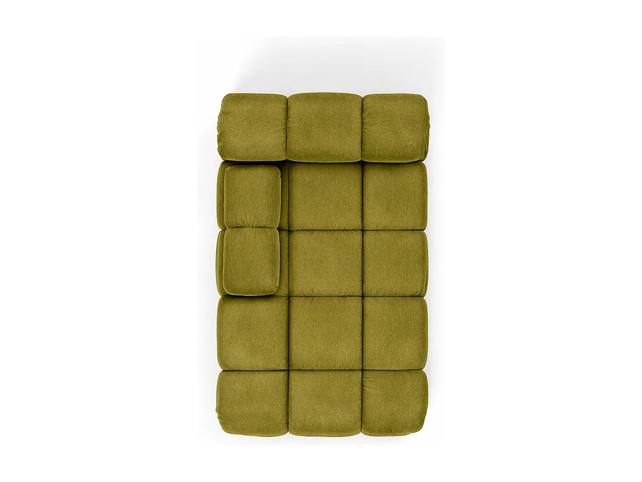 Méridienne modulaire, velours Salvador, Olive, Gauche, Selia