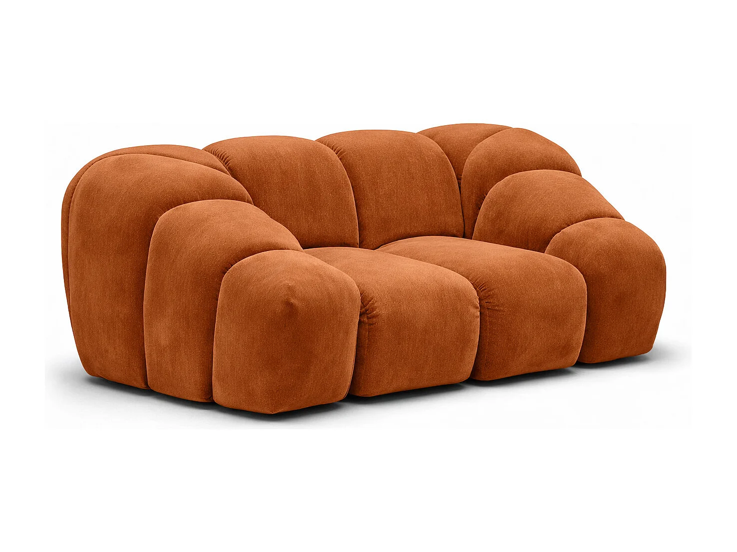 Fauteuil modulaire, tissu velours Bluvel, couleur cannelle, CROISSANT