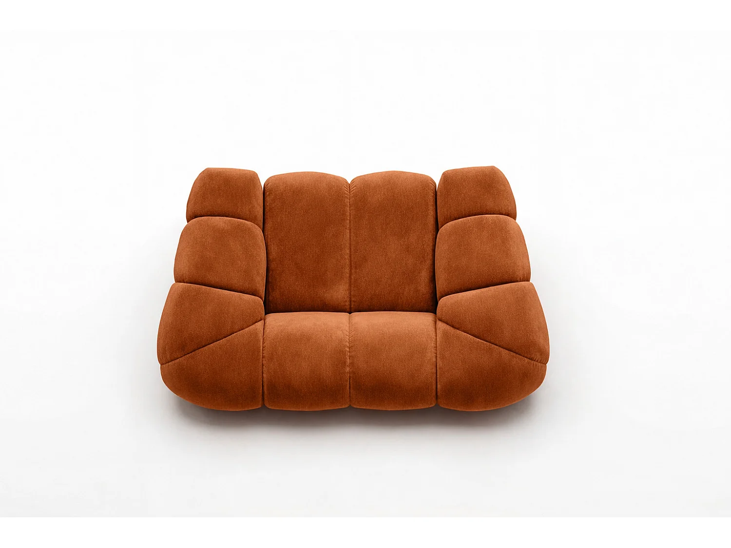 Fauteuil modulaire, tissu velours Bluvel, couleur cannelle, CROISSANT