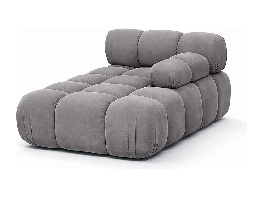 Méridienne modulaire, velours Salvador, Gris, Droite, Selia