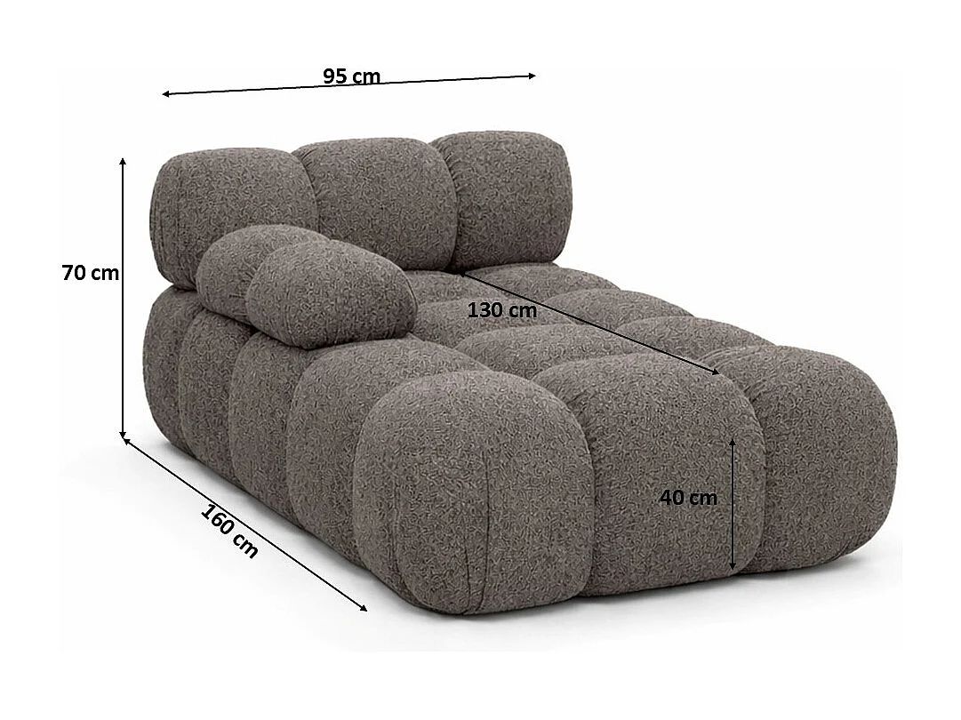 Méridienne modulaire, tissu bouclé Abriamo, Marron, Gauche, Selia