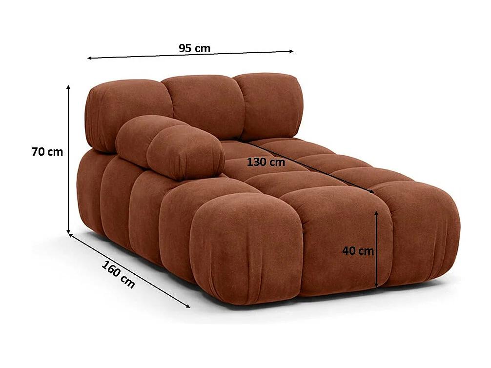 Méridienne modulaire, velours Salvador, Marron foncé, Gauche, Selia