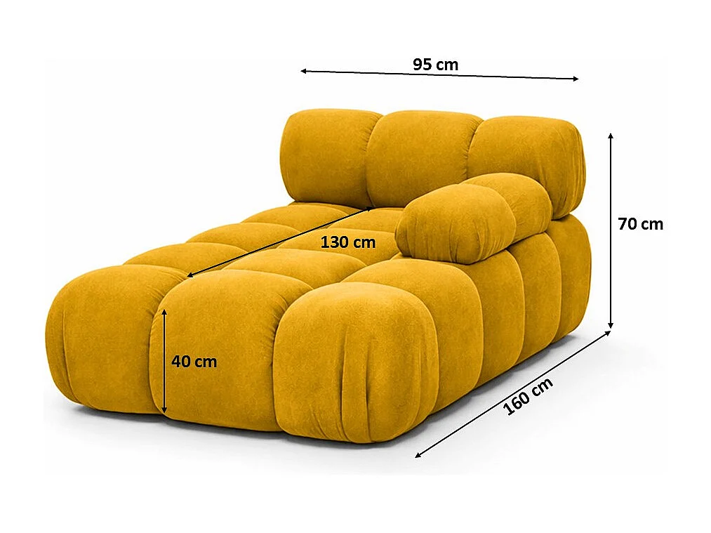 Méridienne modulaire, velours Salvador, Jaune, Droite, Selia