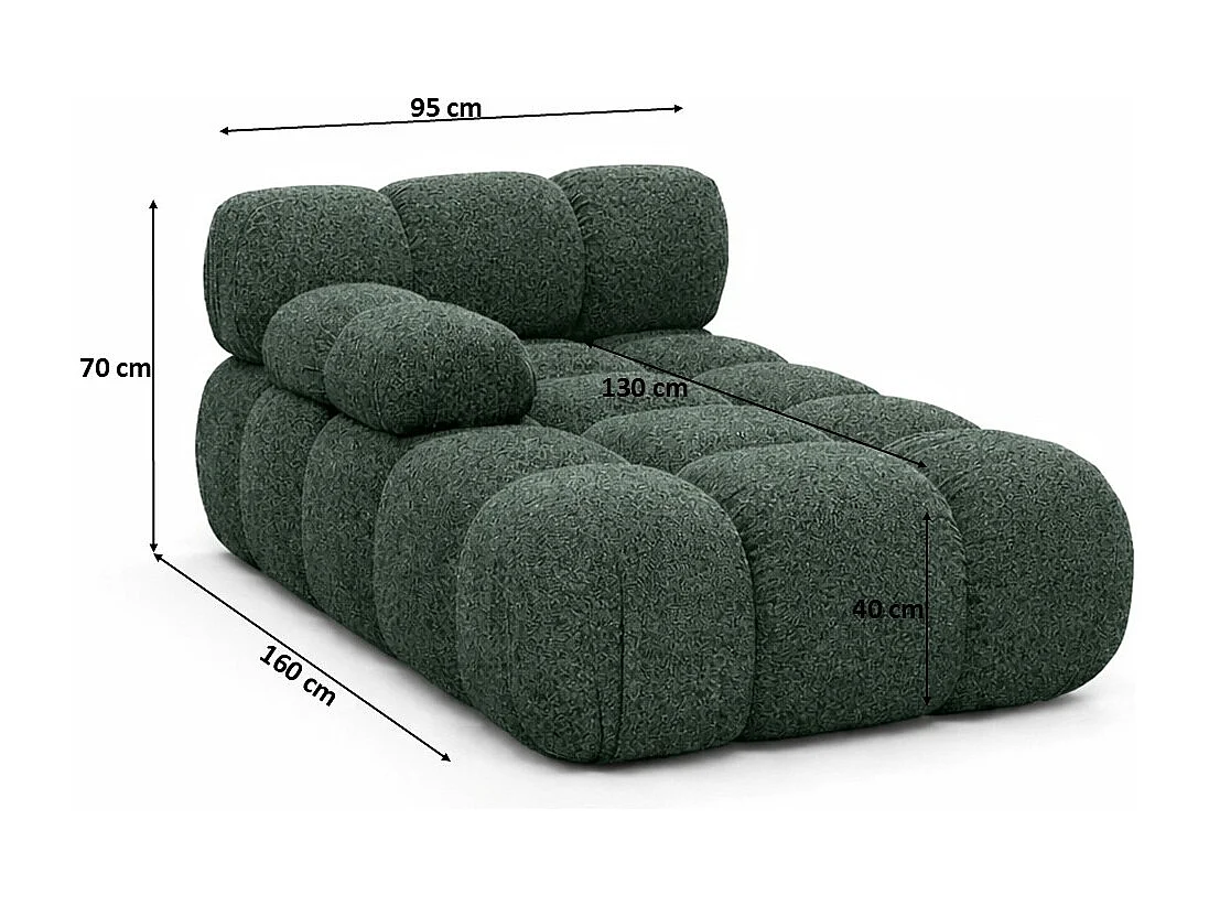 Méridienne modulaire, tissu bouclé Abriamo, Vert foncé, Gauche, Selia