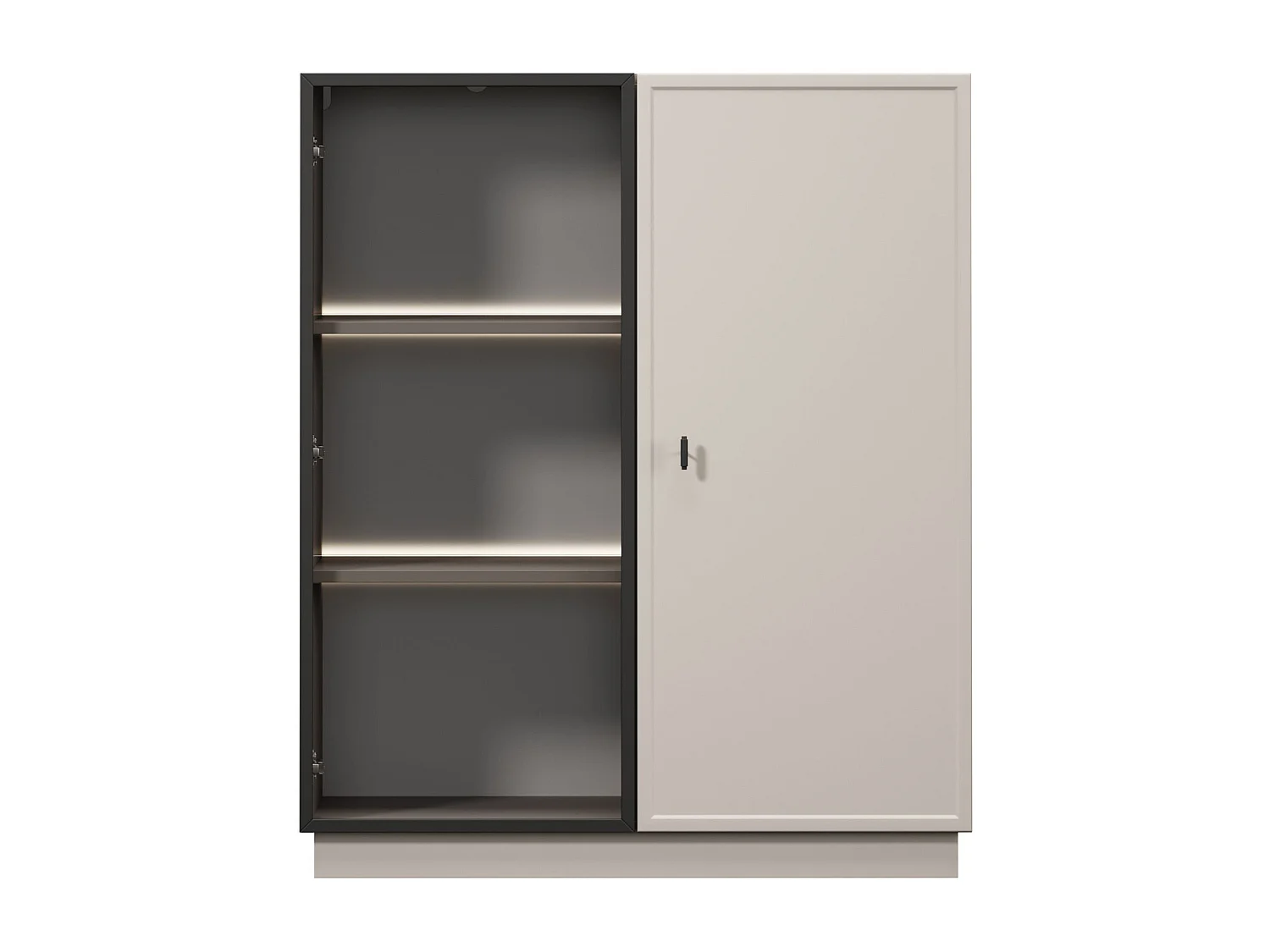 2-türige Vitrine mit integrierter LED-Beleuchtung, Kaschmir, 100 x 45 cm