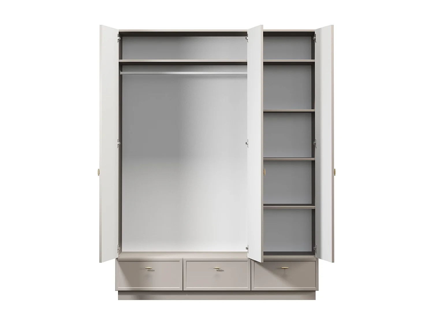 Garderobenständer aus Kaschmir mit 3 Türen und 3 Schubladen, 150 x 200 cm