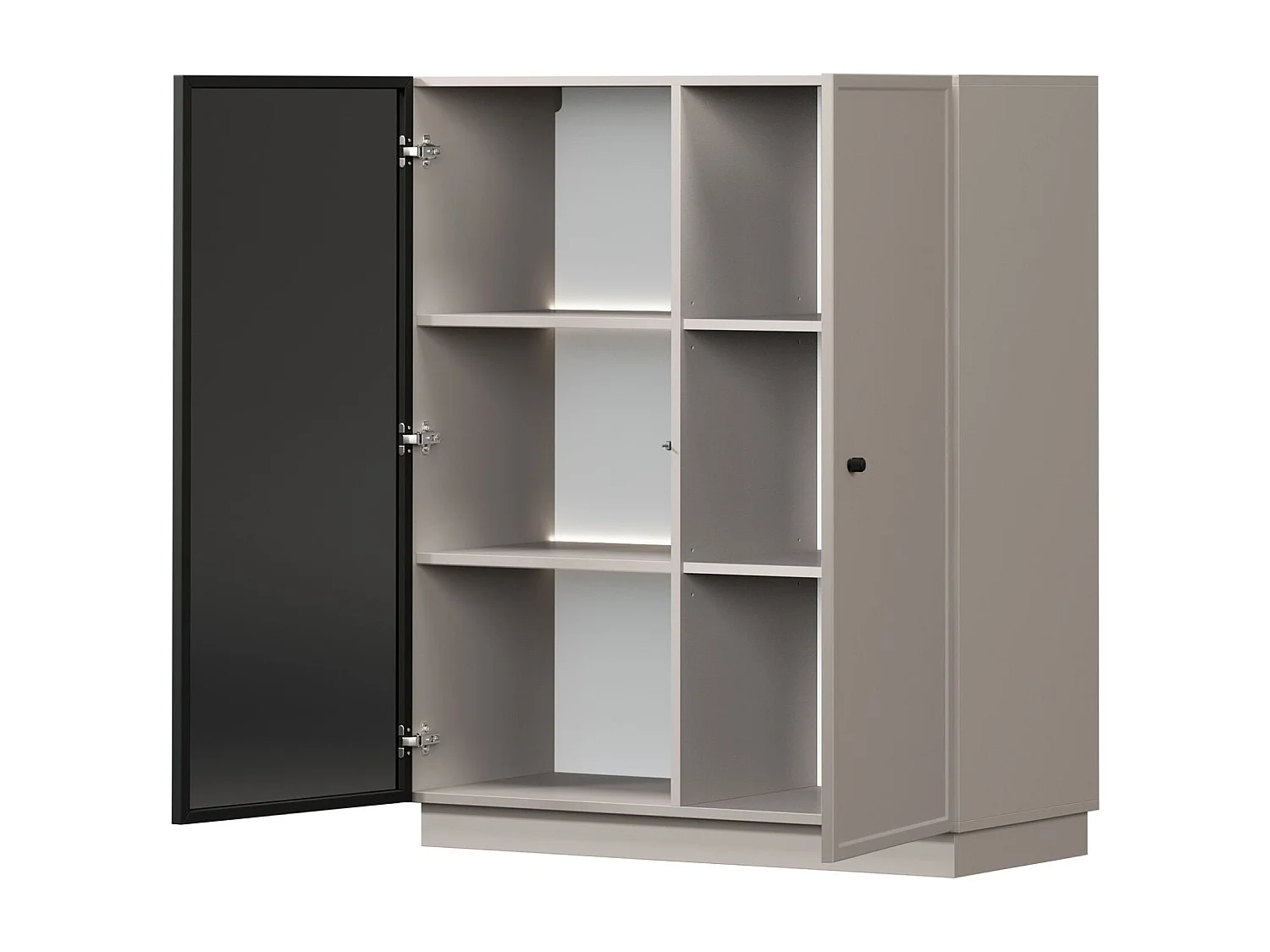 2-türige Vitrine mit integrierter LED-Beleuchtung, Kaschmir, 100 x 45 cm