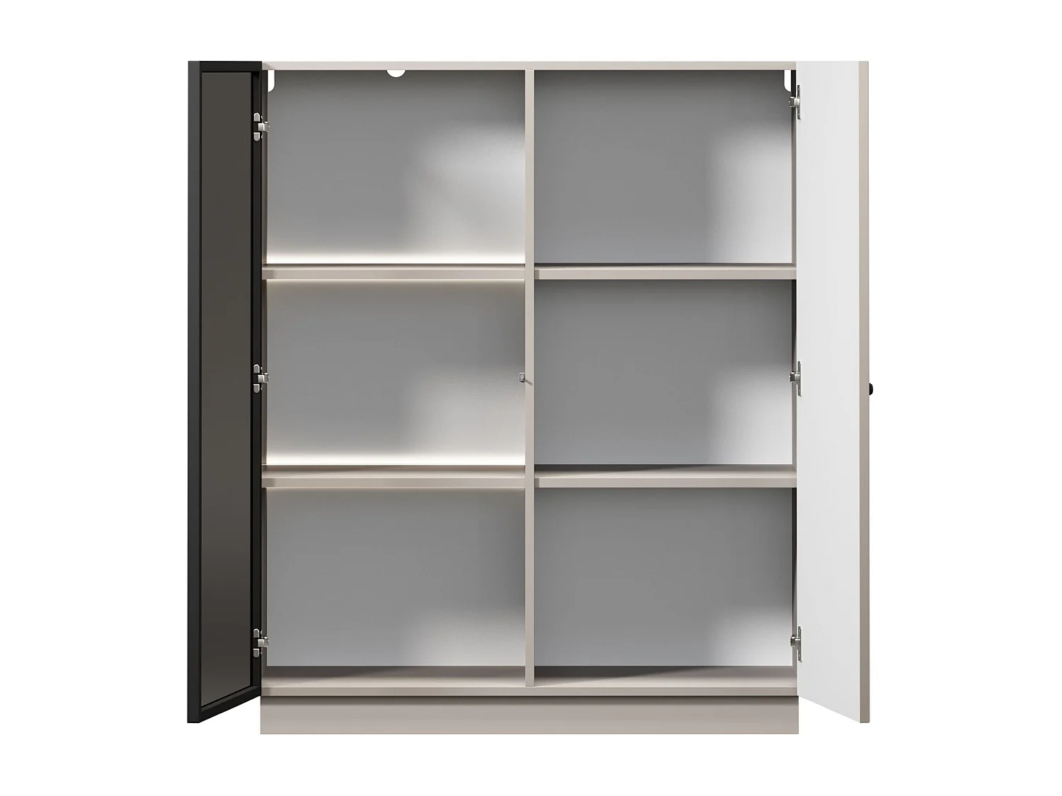 2-türige Vitrine mit integrierter LED-Beleuchtung, Kaschmir, 100 x 45 cm