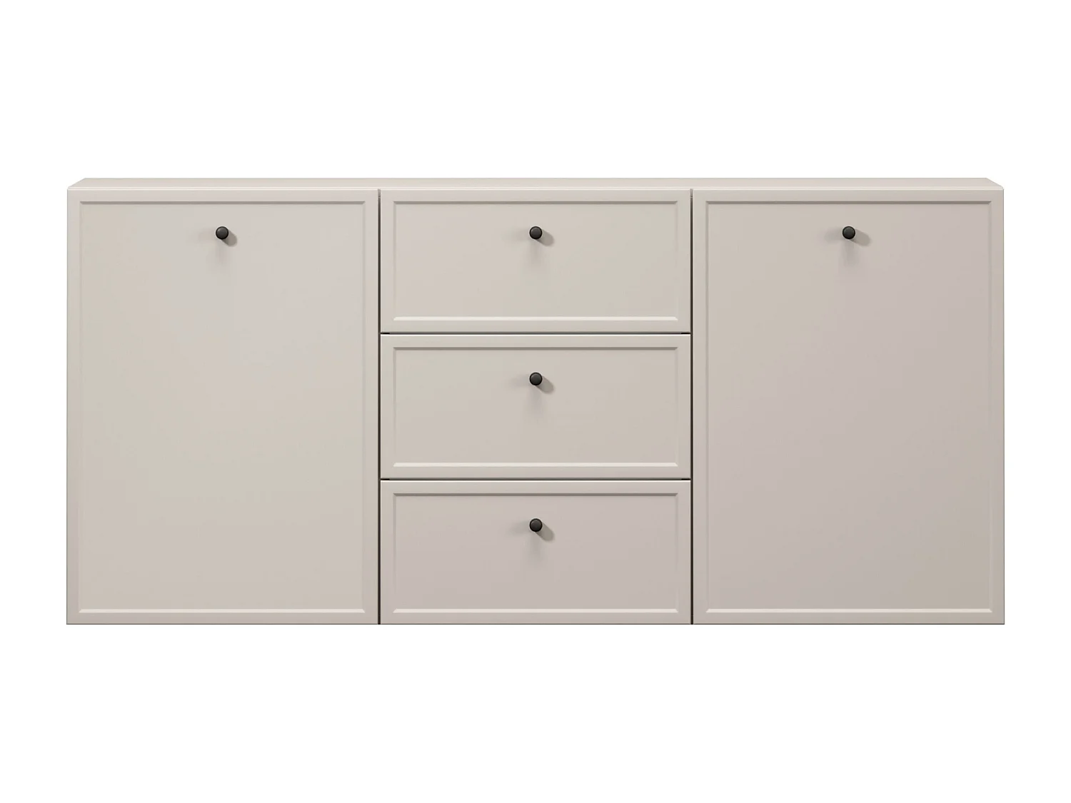 Buffet à 2 portes et 3 tiroirs avec poignées dorées, 150 x 45 cm