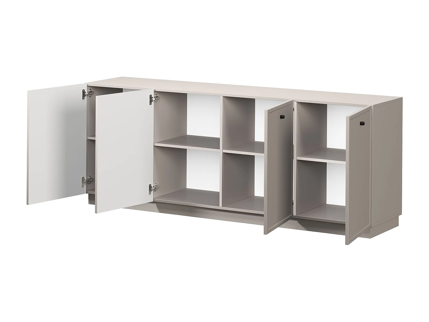 Buffet à 2 portes et 3 tiroirs avec poignées dorées, 150 x 45 cm