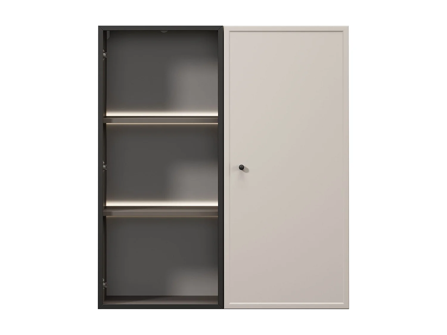 2-türige Vitrine mit integrierter LED-Beleuchtung, Kaschmir, 100 x 45 cm