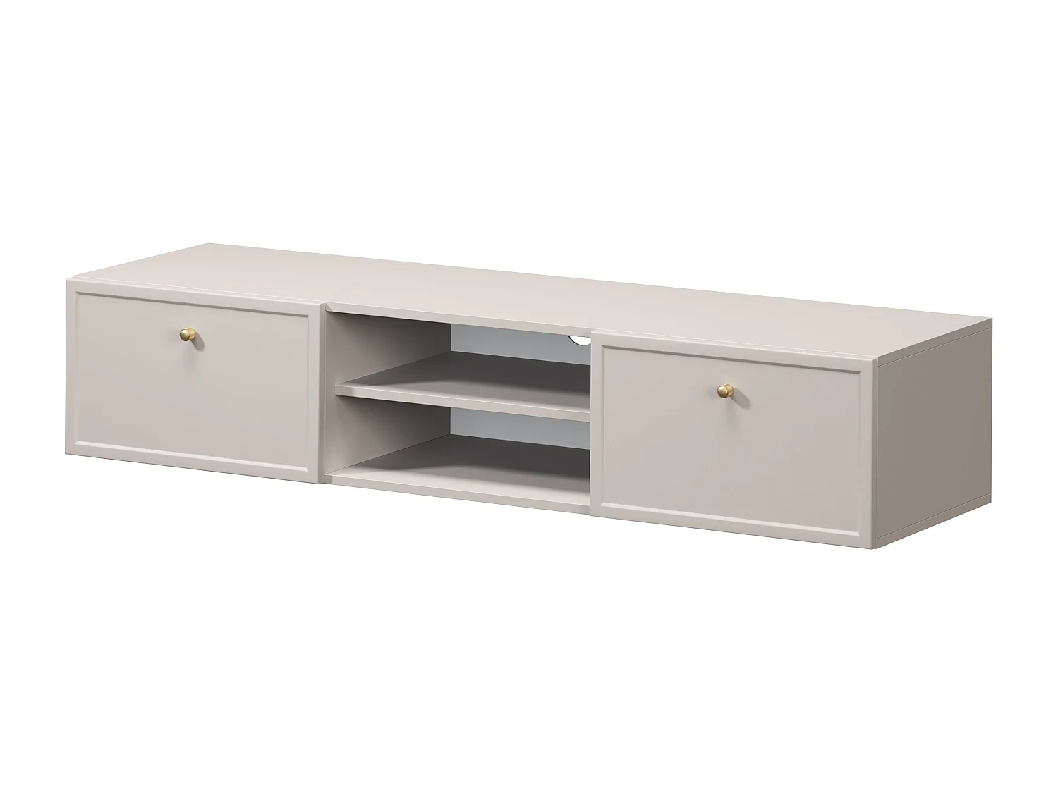 TV-Schrank aus Kaschmir mit 2 Schubladen und goldenen Griffen, 150 x 45 cm