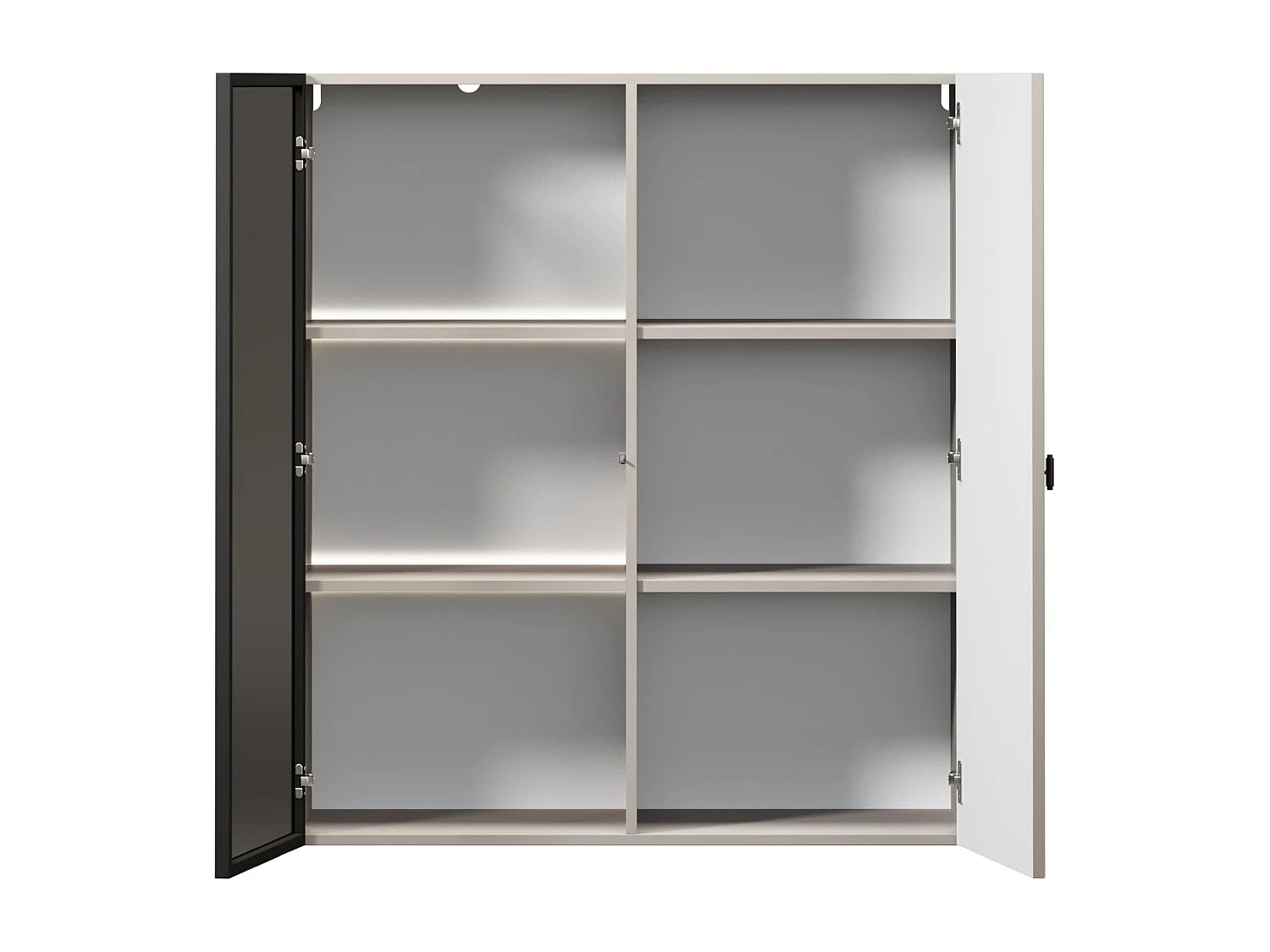 2-türige Vitrine mit integrierter LED-Beleuchtung, Kaschmir, 100 x 45 cm