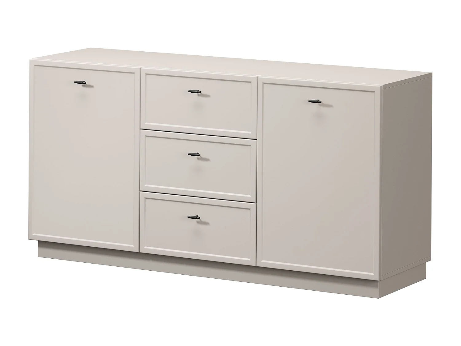 Buffet à 2 portes et 3 tiroirs avec poignées dorées, 150 x 45 cm