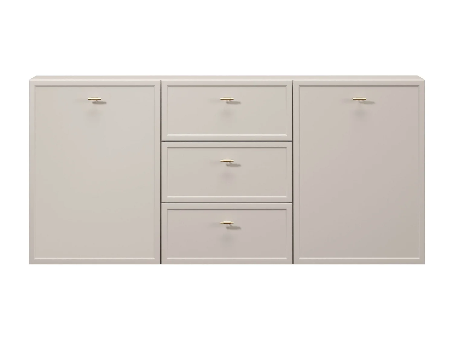 Buffet à 2 portes et 3 tiroirs avec poignées dorées, 150 x 45 cm