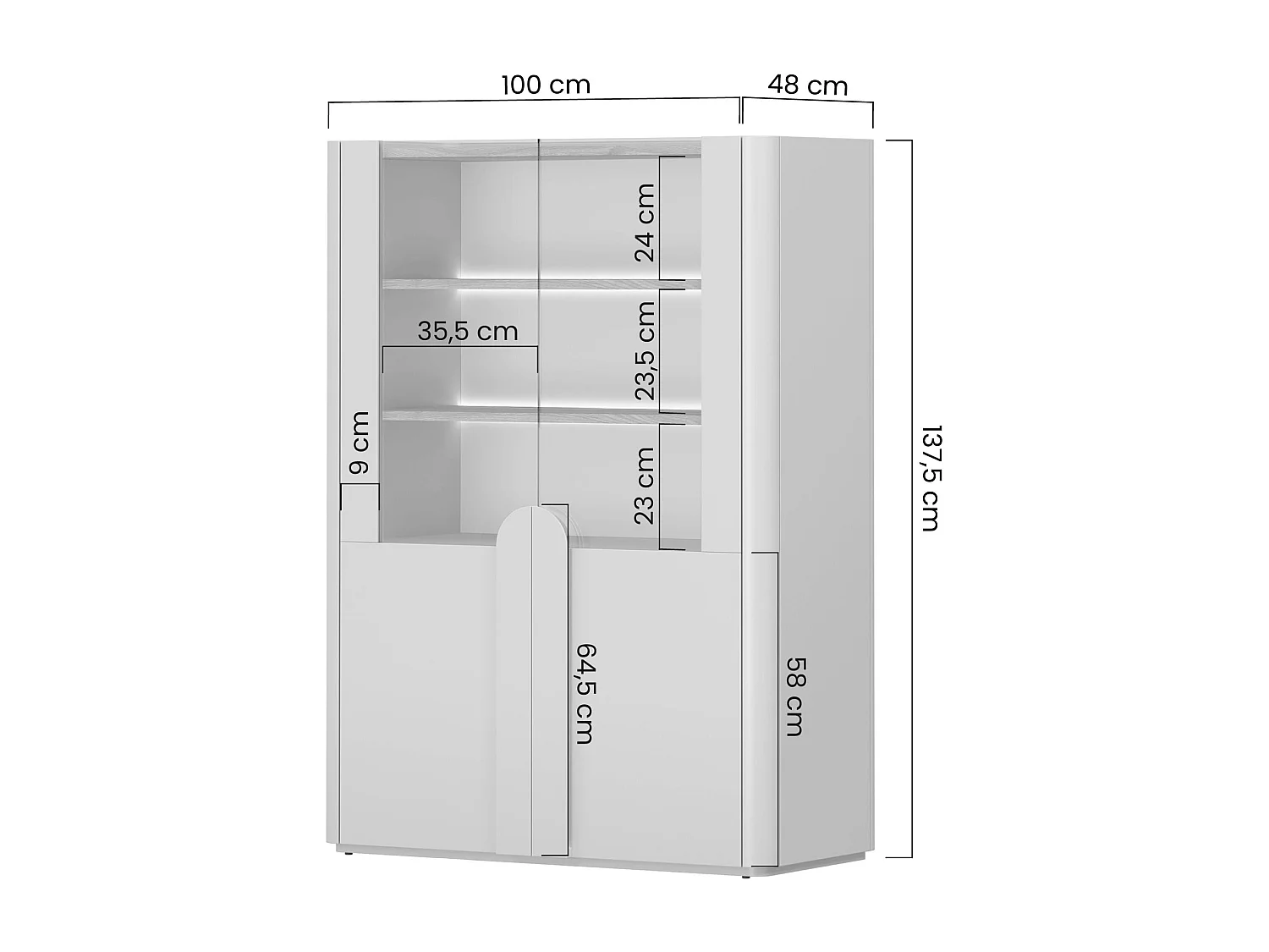2-türiger Vitrinenschrank