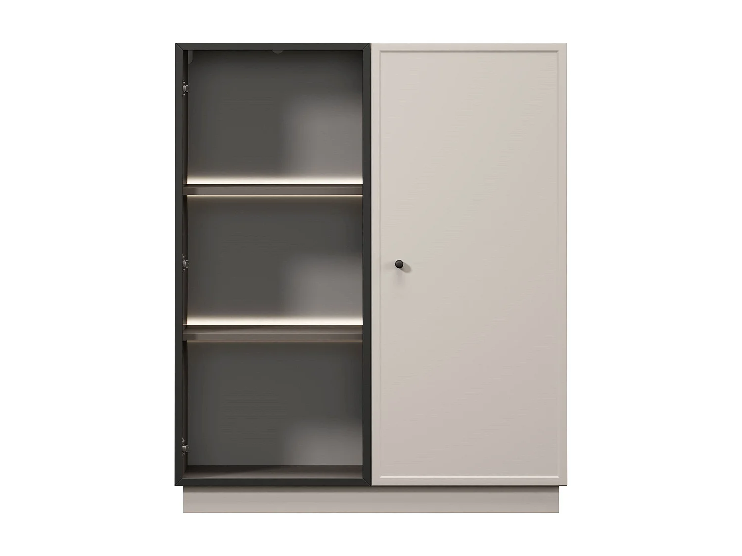 2-türige Vitrine mit integrierter LED-Beleuchtung, Kaschmir, 100 x 45 cm