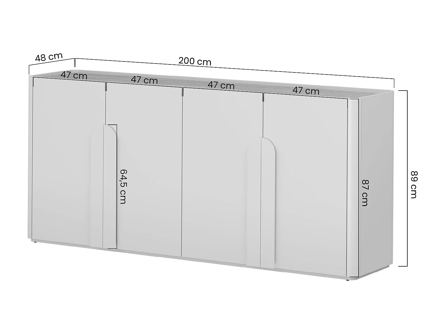 Buffet 4 portes 8 étagères