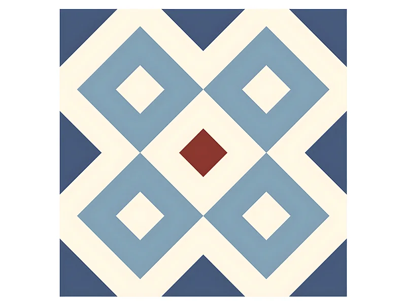 6 stickers carreaux de ciment 15 x 15 cm - Bleu