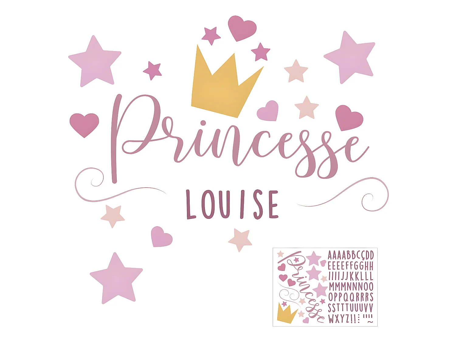 Autocollant Mural pour enfants avec prénom princesse