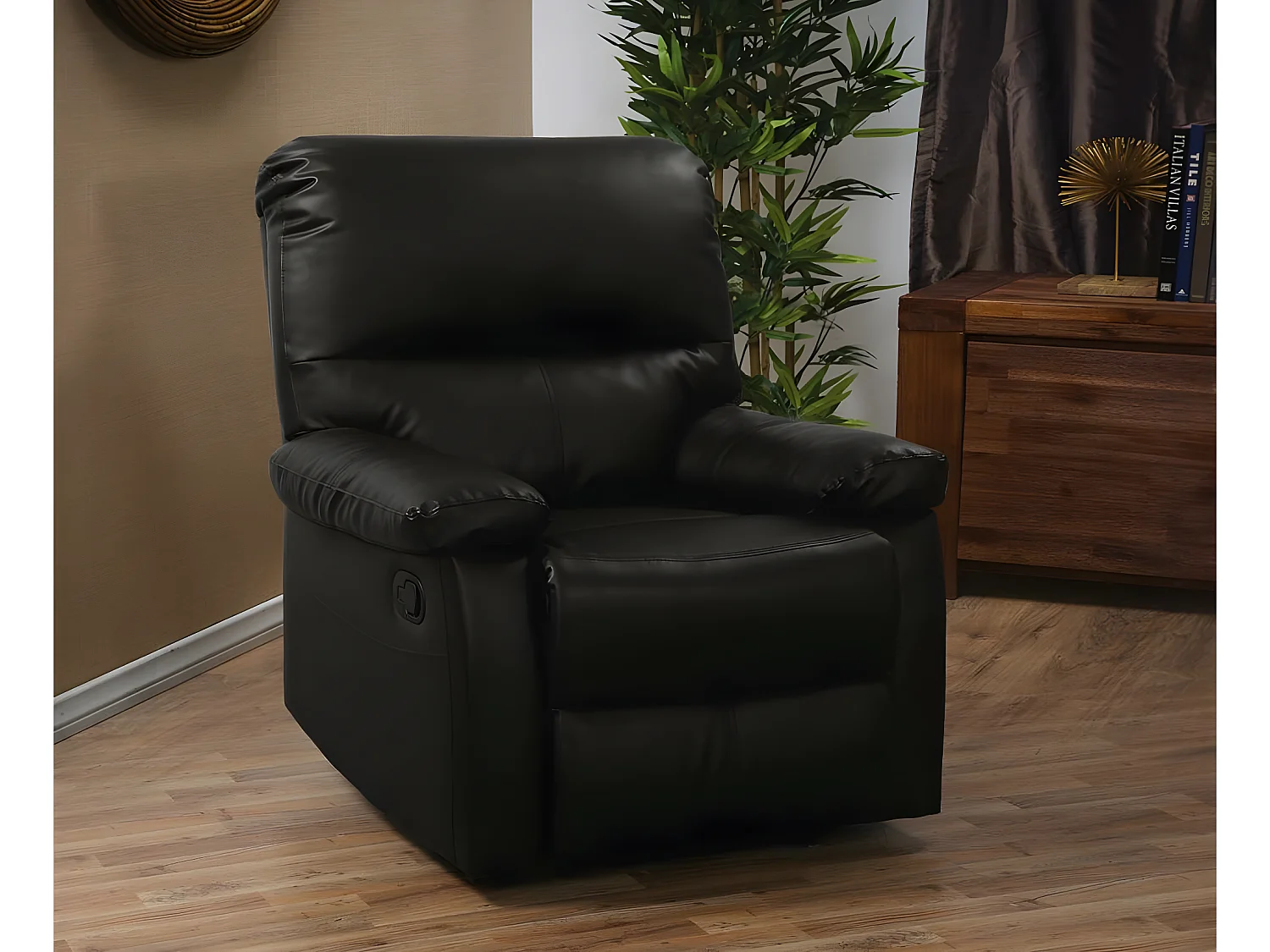 Fauteuil relax "Lincoln" - 90 x 89 x 103 cm - Noir
