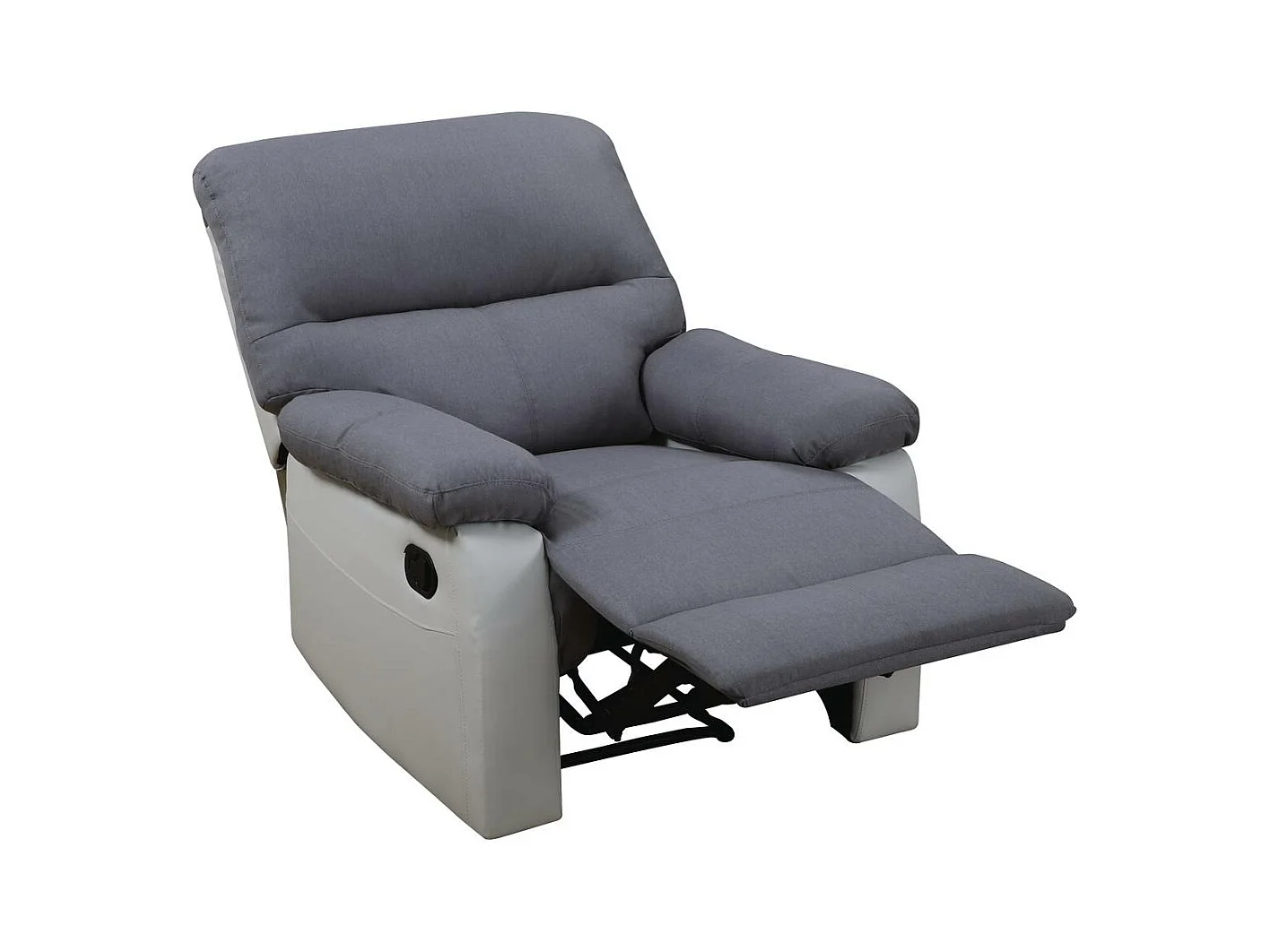Poltrona relax "Lincoln" Branca/Cinza claro em tecido de poliéster com inclinação manual