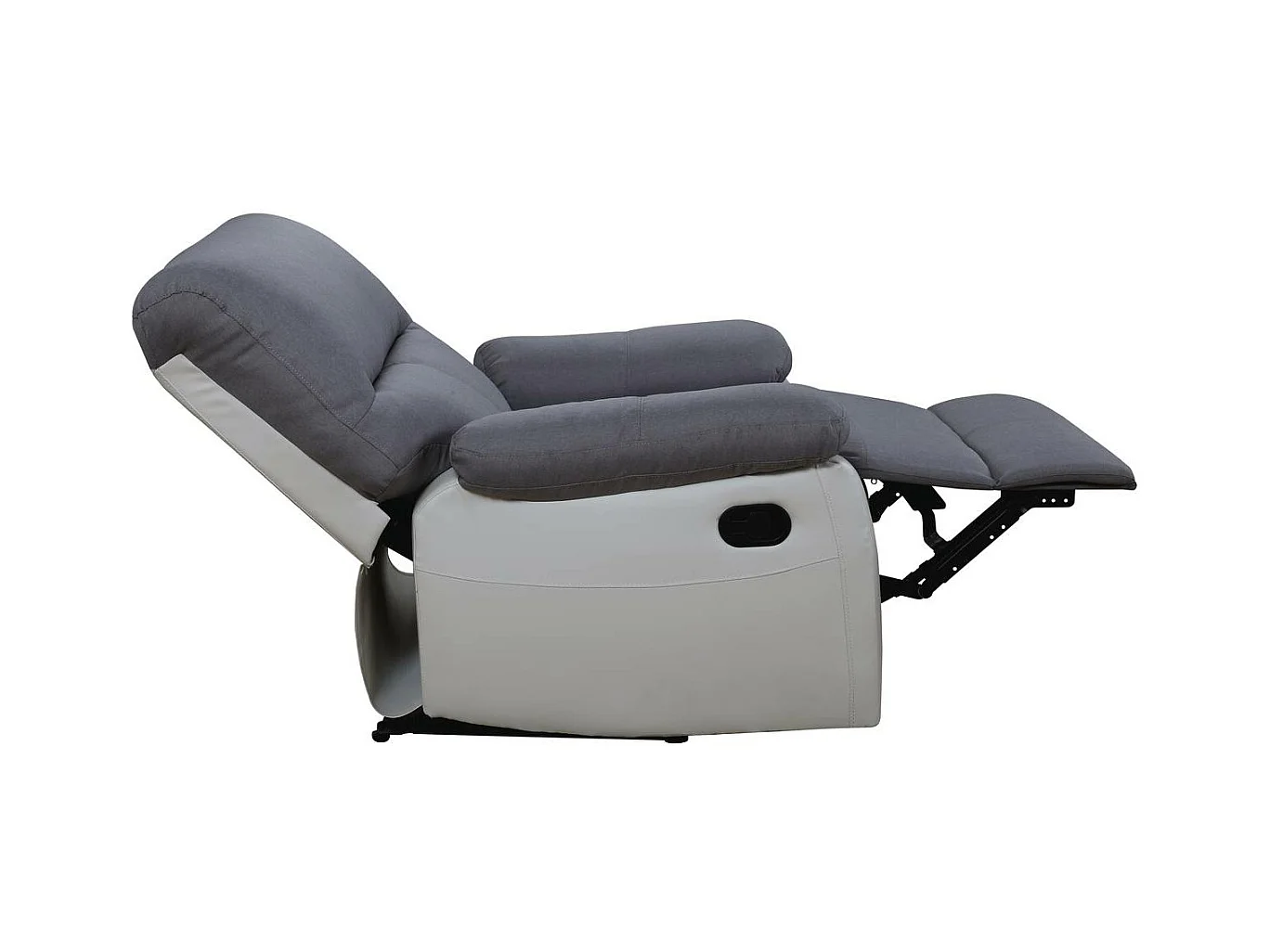 Poltrona relax "Lincoln" Branca/Cinza claro em tecido de poliéster com inclinação manual