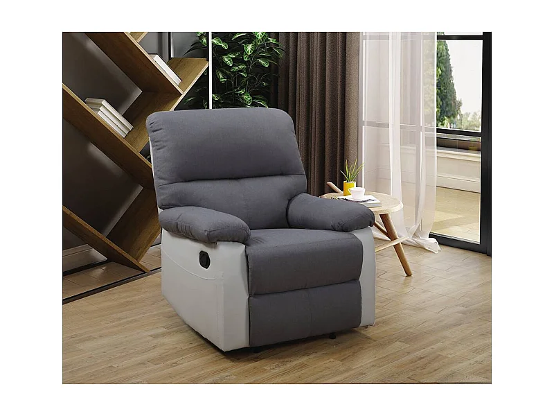Fauteuil relax "Lincoln" - 90 x 89 x 103 cm - Blanc/Gris clair