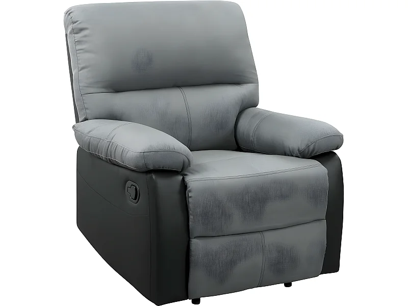 Fauteuil relax "Lincoln" - 90 x 89 x 103 cm - Noir/Gris foncé