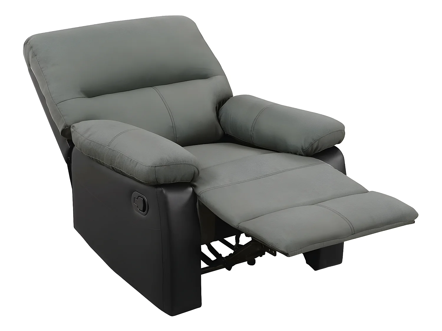 Relaxfauteuil "Lincoln" in zwart/donkergrijze stof met handmatige kanteling en schuimvulling