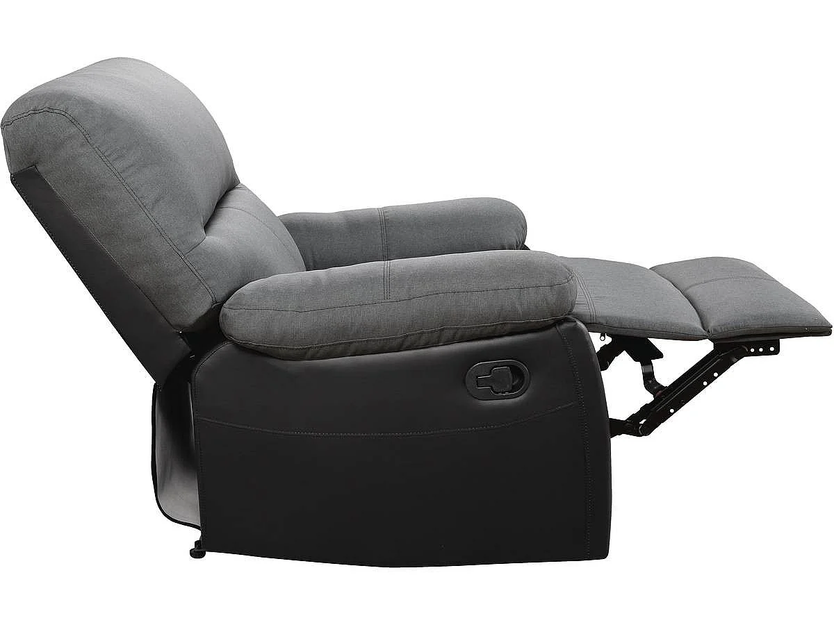 Poltrona de relaxamento "Lincoln" - 90 x 89 x 103 cm - Preto/Cinza escuro