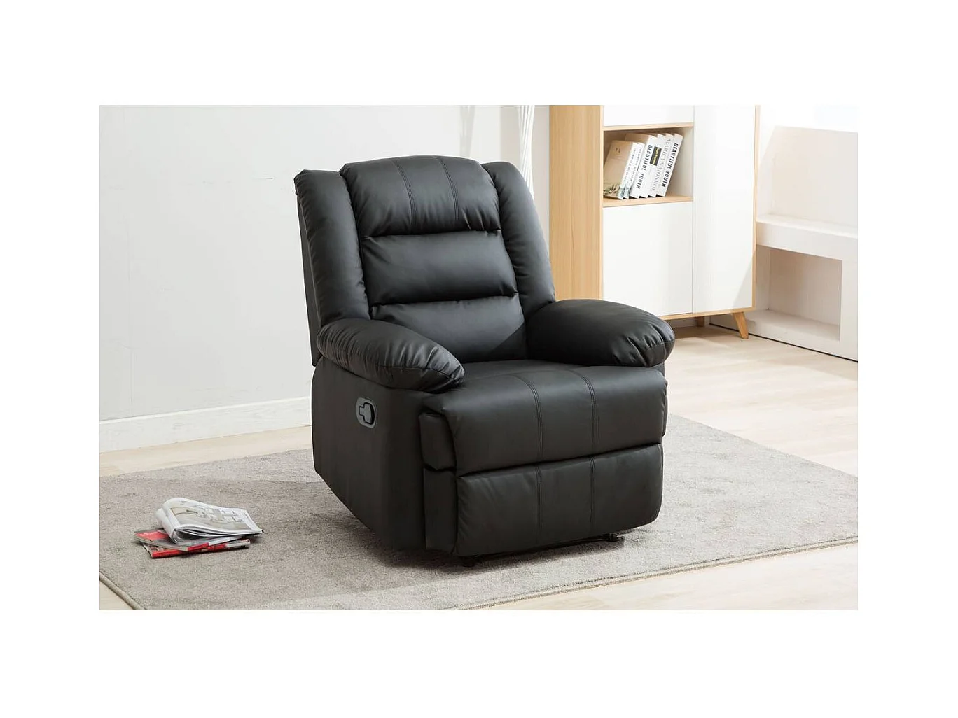 Fauteuil relax "Buckingham" - 85 x 93 x 100 cm - Noir