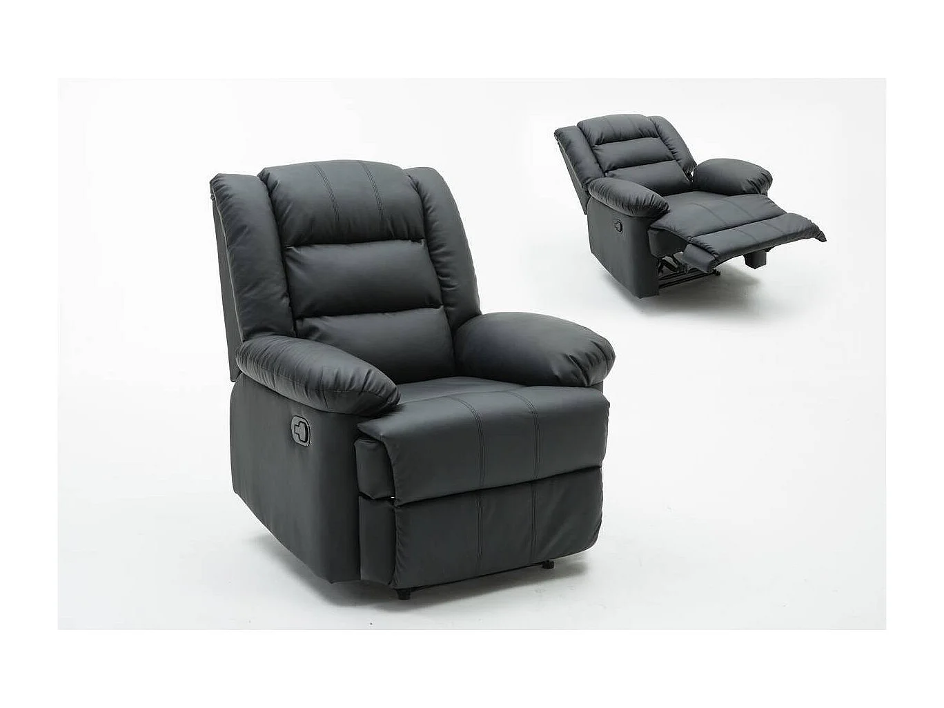 Fauteuil relax "Buckingham" - 85 x 93 x 100 cm - Noir