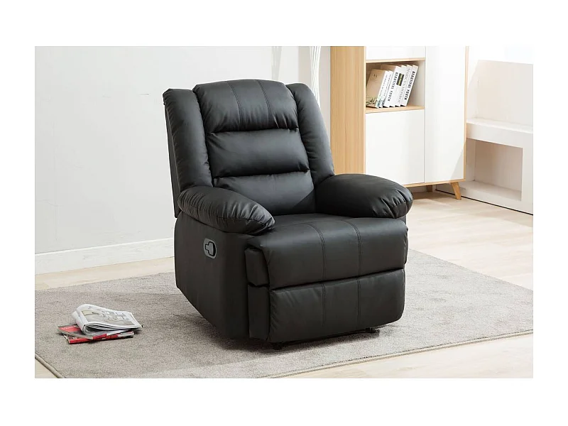 Fauteuil relax "Buckingham" - 85 x 93 x 100 cm - Noir