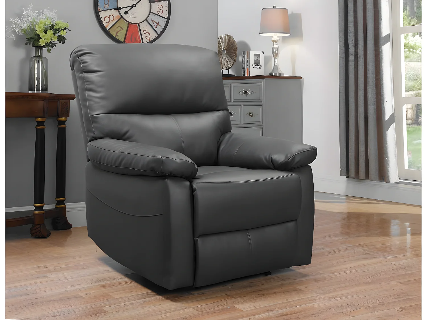 Fauteuil relax "Lincoln" - 90 x 89 x 103 cm - Gris