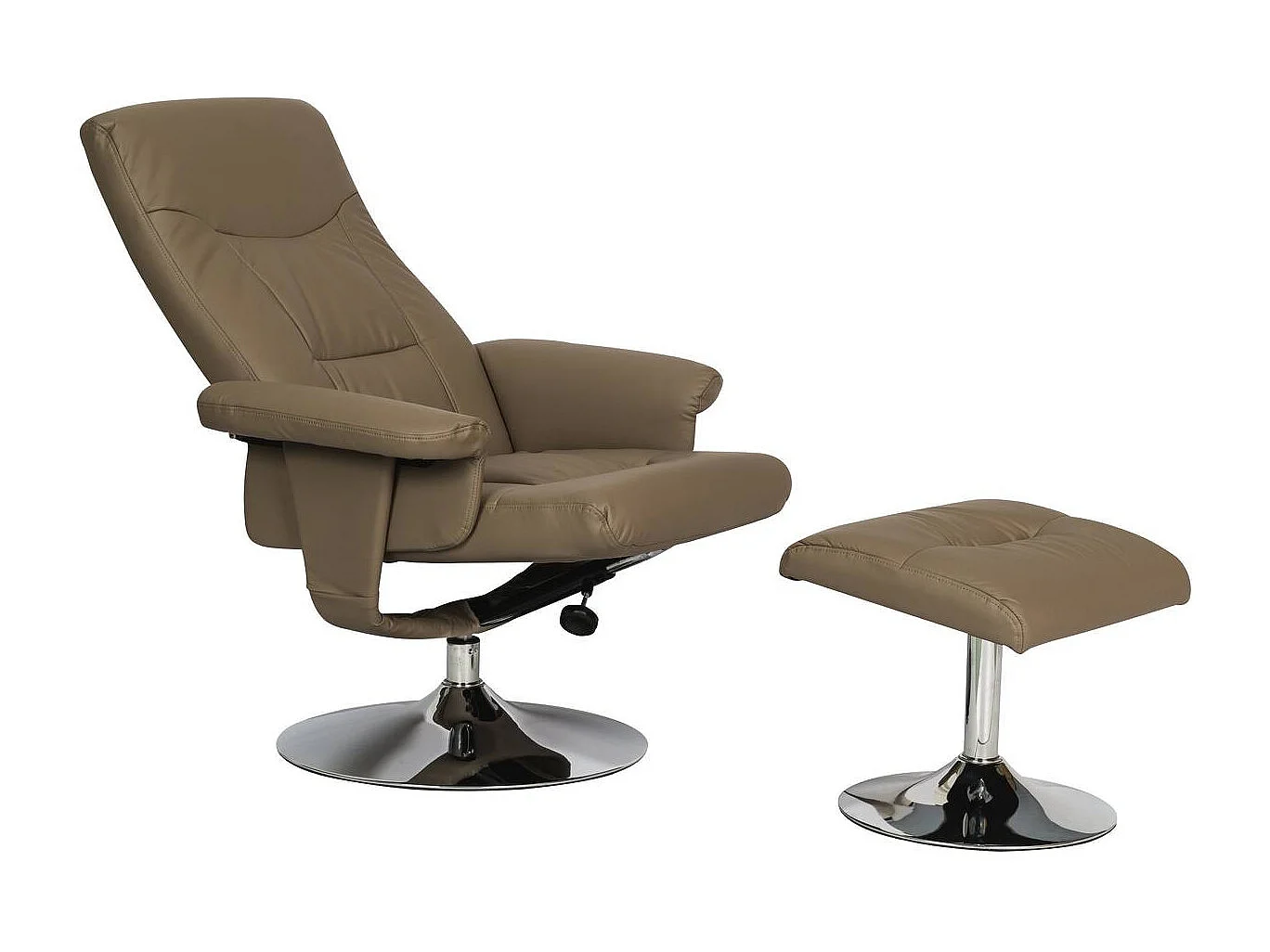 Stoel fauteuil relaxstoel + voetenbank "Louis" - 1 zits - Beige - lichtbruin