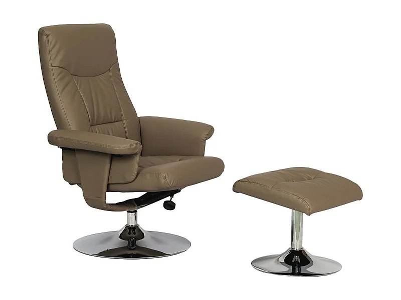 Stoel fauteuil relaxstoel + voetenbank "Louis" - 1 zits - Beige - lichtbruin